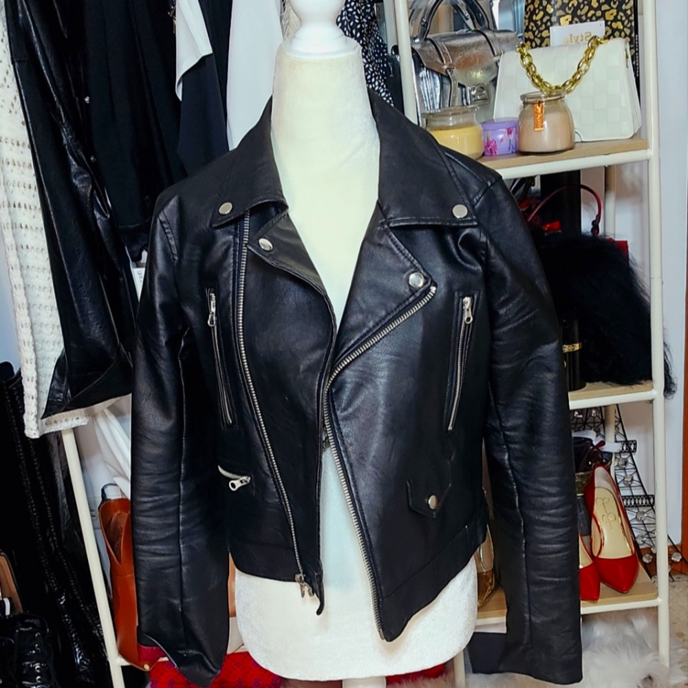 Black Crop Moto Jacket
